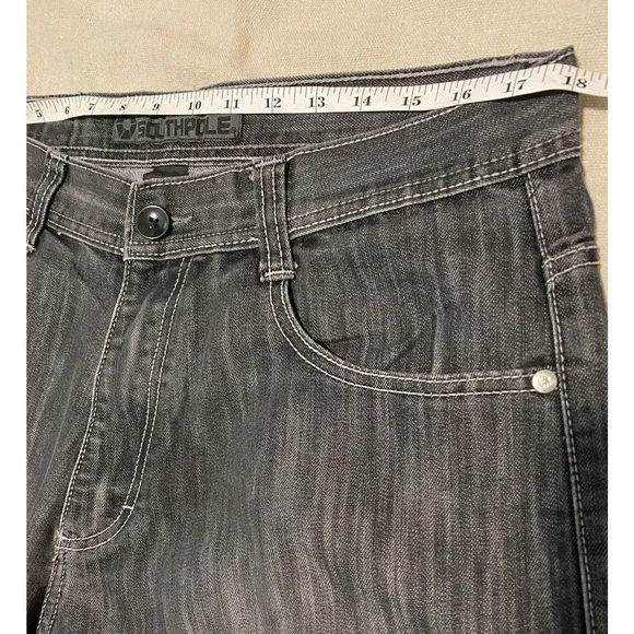 SouthPole 4180 Black Jeans Mens Size 36x32 Street Wear Baggy Denim Trouser Pants